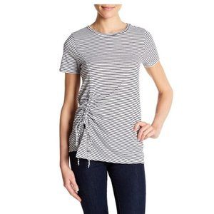 🎁 Olivia Sky Ruched Striped Tee